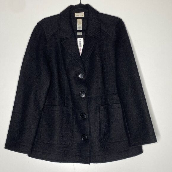New Chico's Boiled Wool Jacket Women's Size Small Petite (Chico's 0) - Picture 6 of 6
